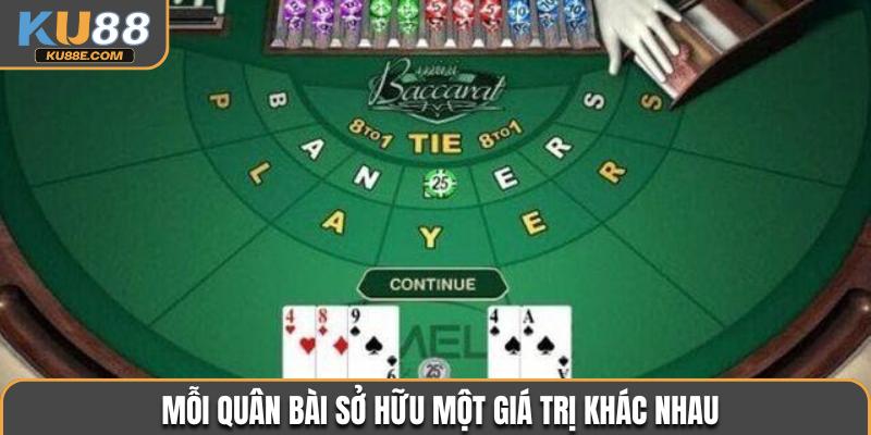 Mỗi quân bài sở hữu một giá trị khác nhau